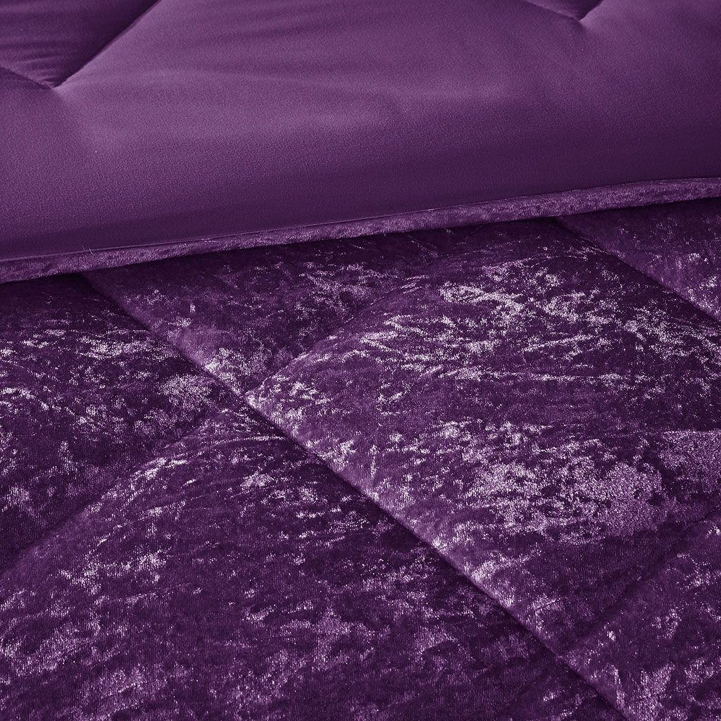 Purple Crushed-Texture Comforter Set with Accent Pillow