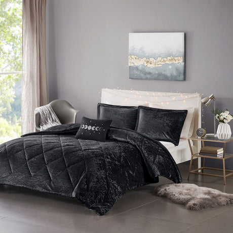 Luxurious Twin/Twin XL Velvet Comforter Set with Diamond Quilting and Decorative Pillow