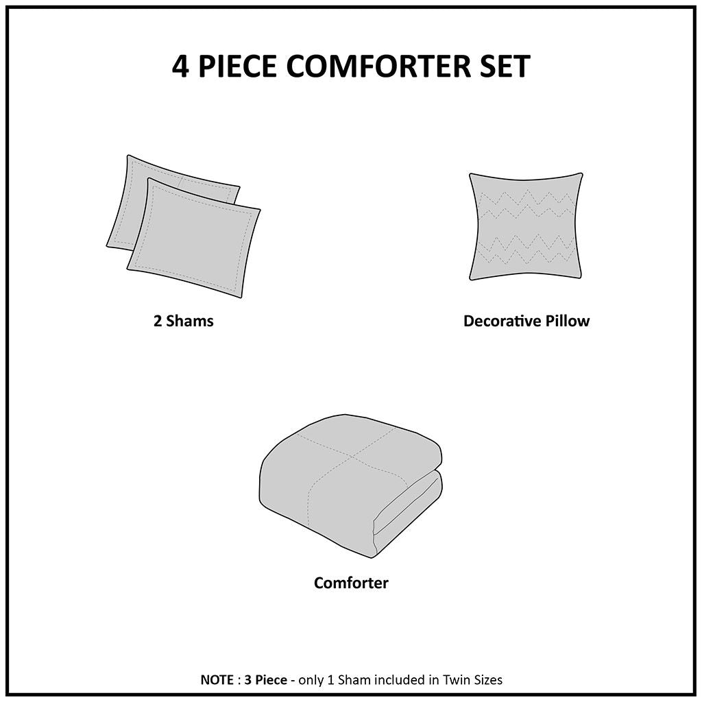 Purple Crushed-Texture Comforter Set with Accent Pillow