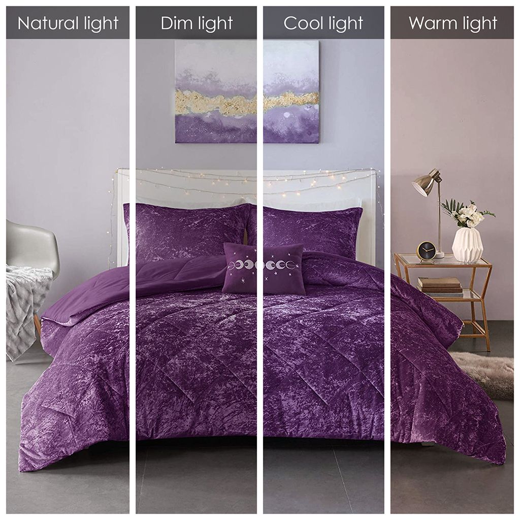 Purple Crushed-Texture Comforter Set with Accent Pillow