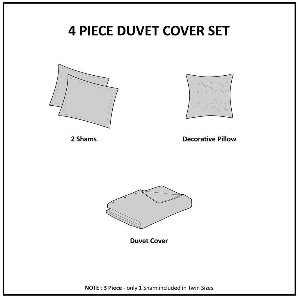 Periwinkle Diamond-Quilted Duvet Cover Set