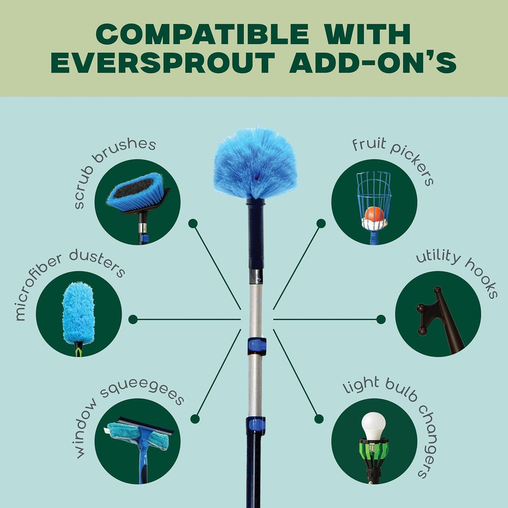 Twist-On Cobweb Duster with Soft Bristles for Indoor & Outdoor Use