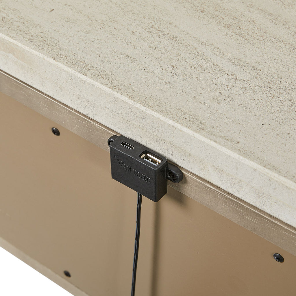 Two-Drawer Nightstand with USB Charging and Open Shelf
