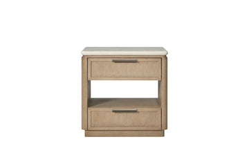 Two-Drawer Nightstand with USB Charging and Open Shelf