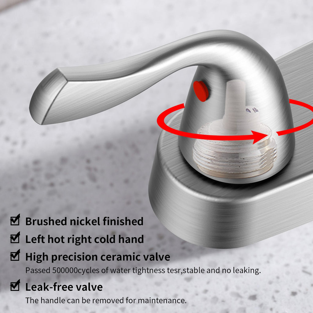 Two-Handle Kitchen Faucet with Pull-Out Side Sprayer and 360-Degree Swivel Spout