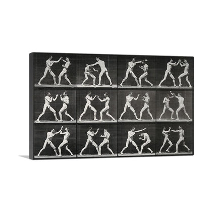Two Men Boxing 1887 - Premium Canvas Wall Art