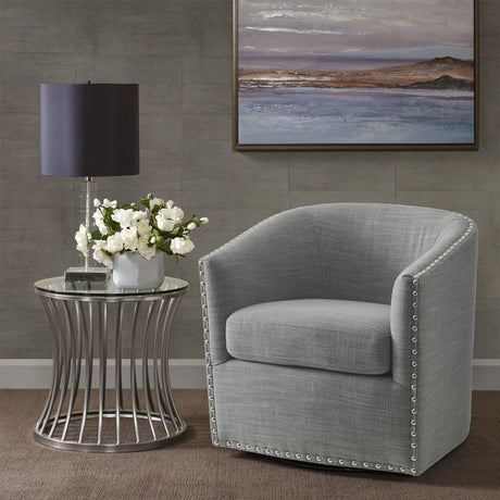 Tyler Swivel Chair with Tailored Nailhead Detail