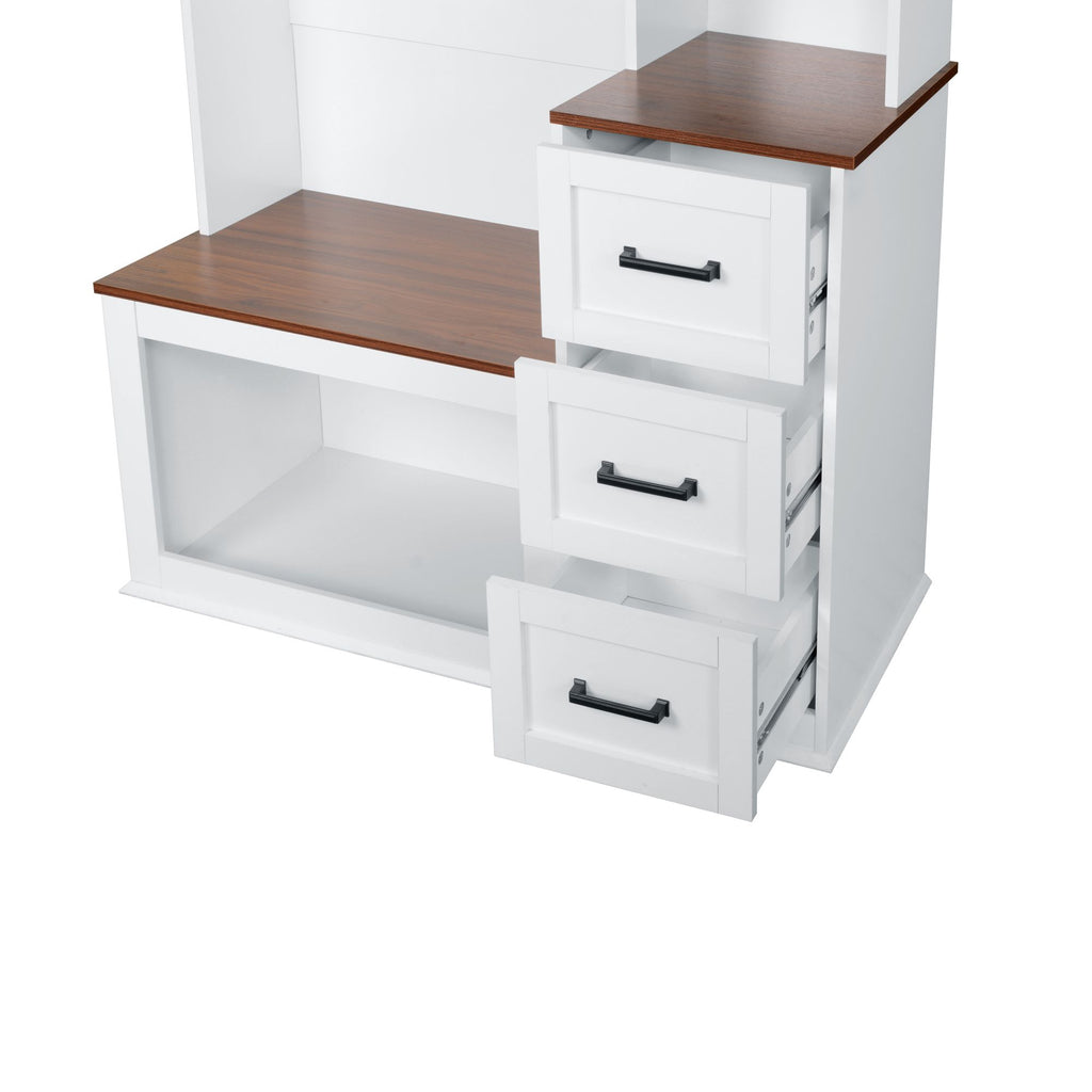 Modern Hall Tree with Bench and Layered Storage