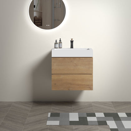 Natural Oak Bathroom Vanity with Soft-Closing Drawers
