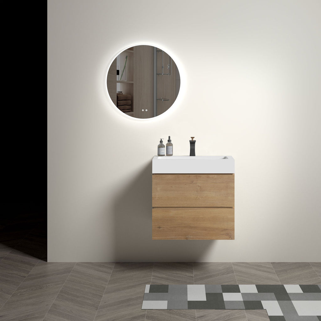 Natural Oak Bathroom Vanity with Soft-Closing Drawers
