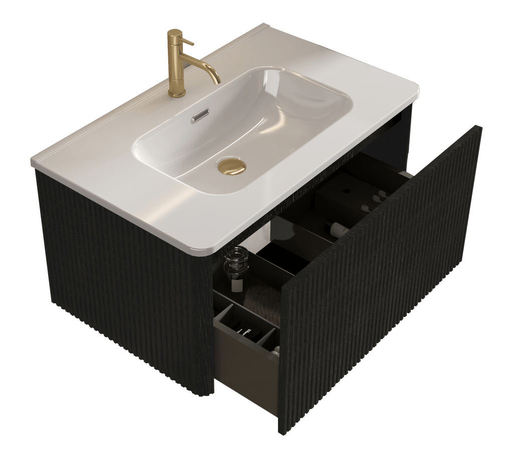 Etna Floating Bathroom Vanity with Integrated White Sink