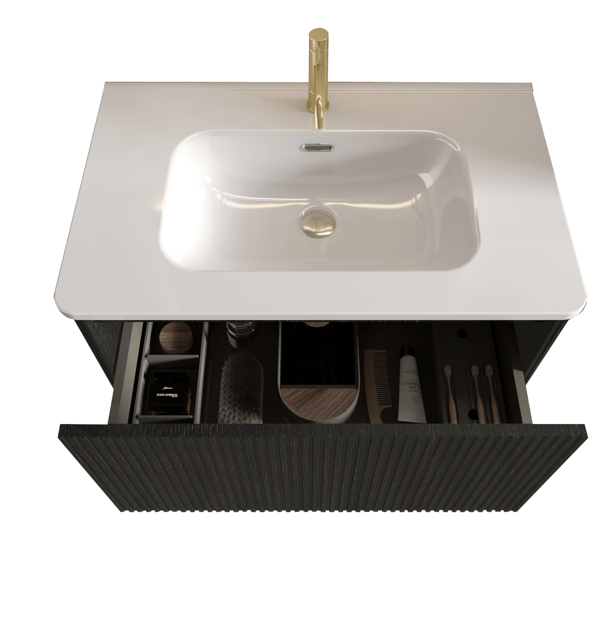 Etna Floating Bathroom Vanity with Integrated White Sink