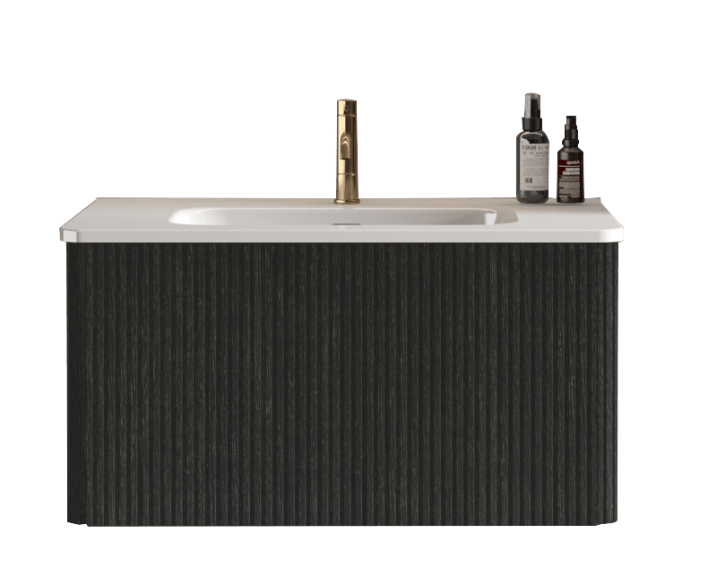 Etna Floating Bathroom Vanity with Integrated White Sink
