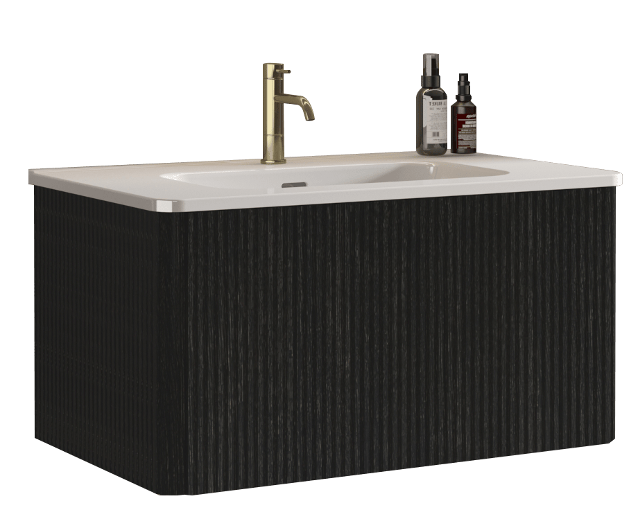 Etna Floating Bathroom Vanity with Integrated White Sink