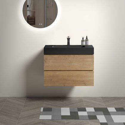 Alice Natural Oak Bathroom Vanity with Sink – Modern Floating Design