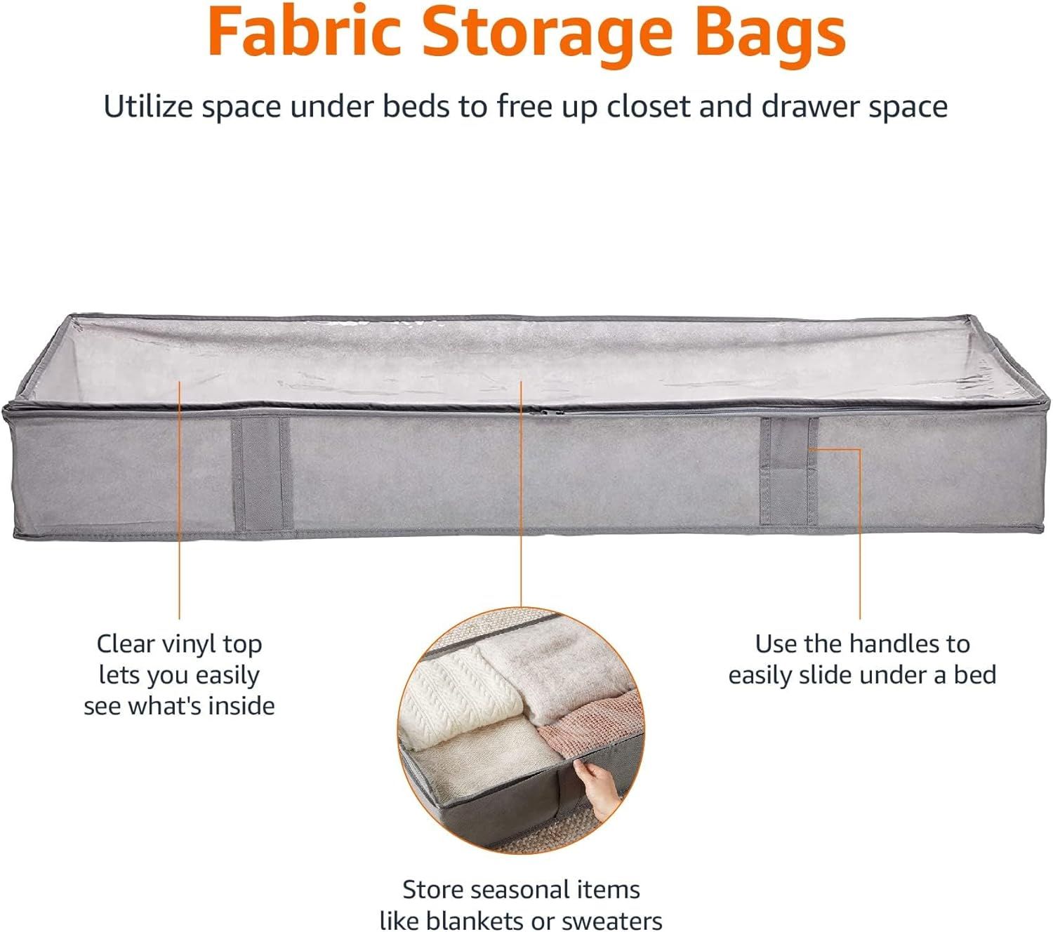 Space-Saving Under Bed Storage Bags with Clear Window and Handles