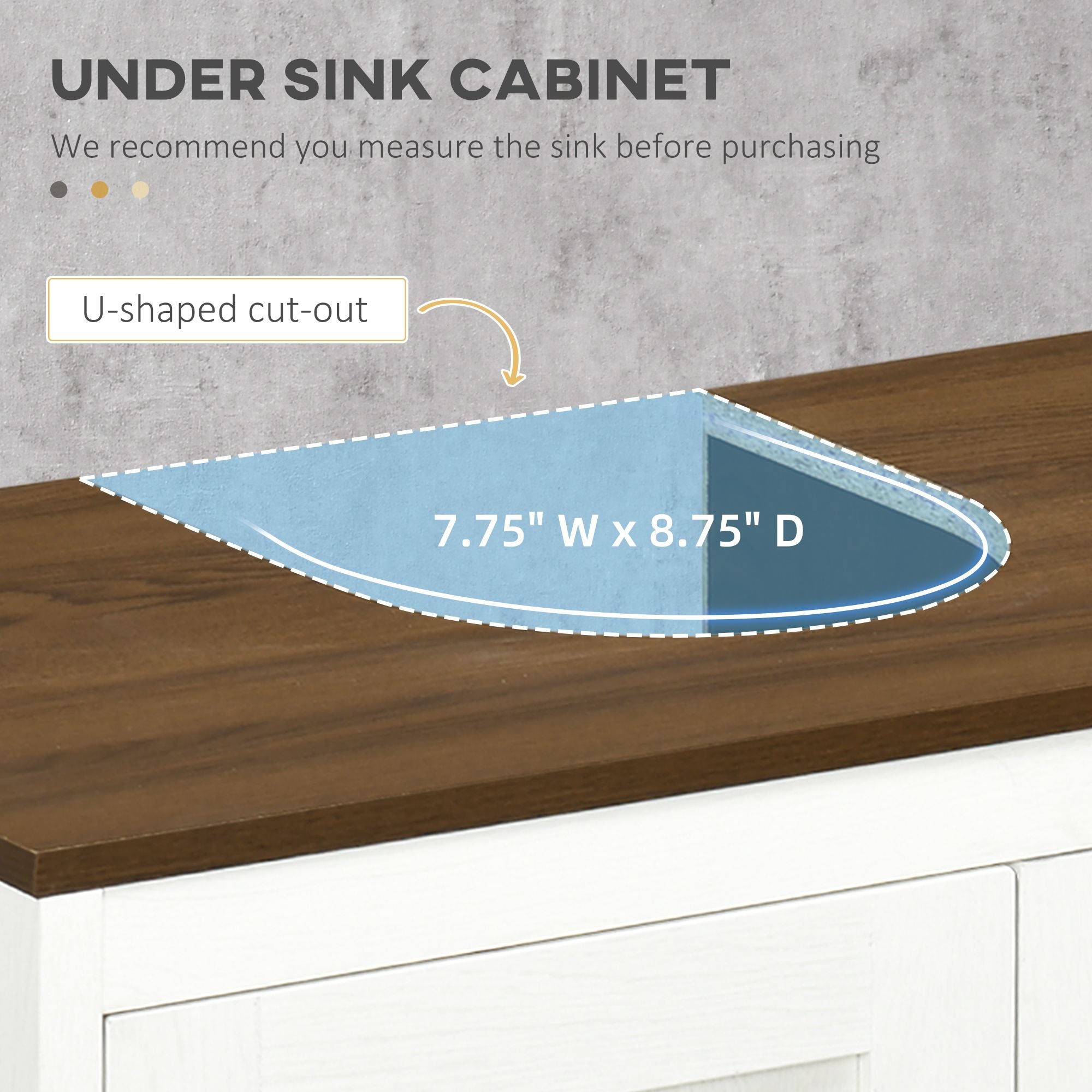 Under Sink Bathroom Storage Cabinet with Adjustable Shelf – Antique White