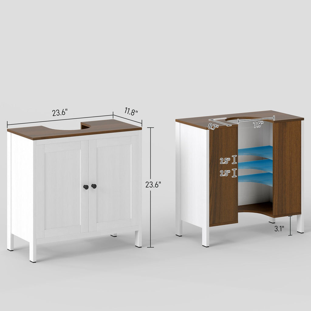 Under Sink Bathroom Storage Cabinet with Adjustable Shelf – Antique White