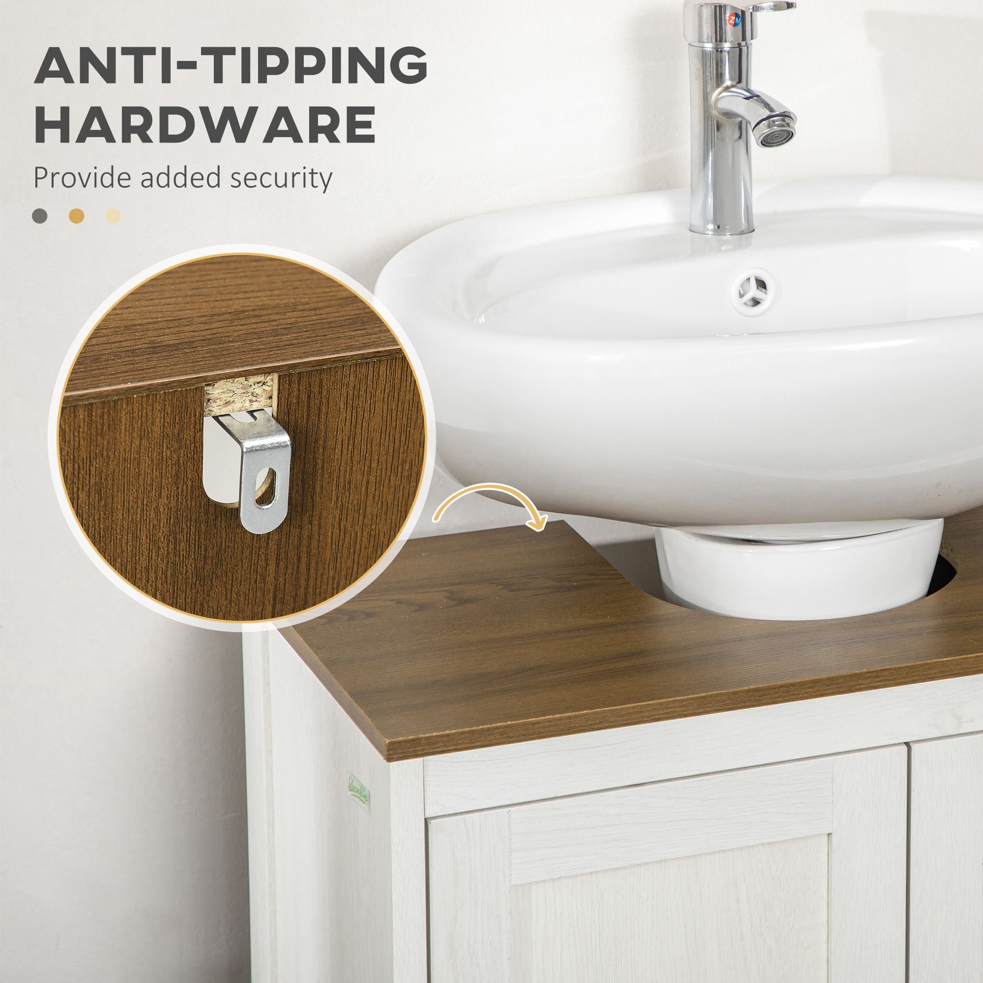 Under Sink Bathroom Storage Cabinet with Adjustable Shelf – Antique White