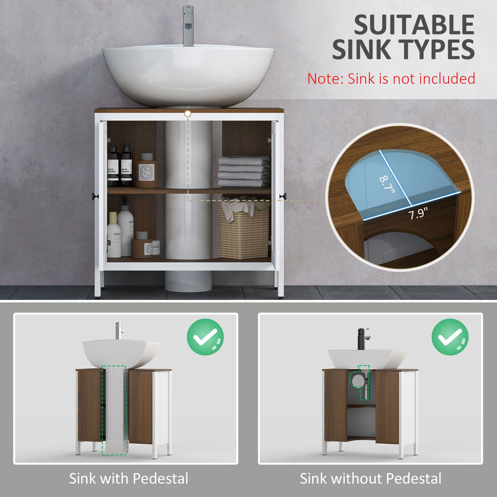 Under Sink Bathroom Storage Cabinet with Adjustable Shelf – Antique White