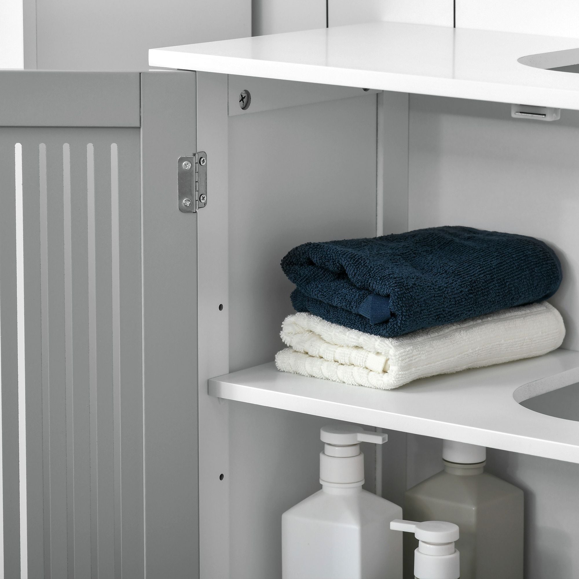 Space Saving Under Sink Pedestal Storage Cabinet with Adjustable Shelf