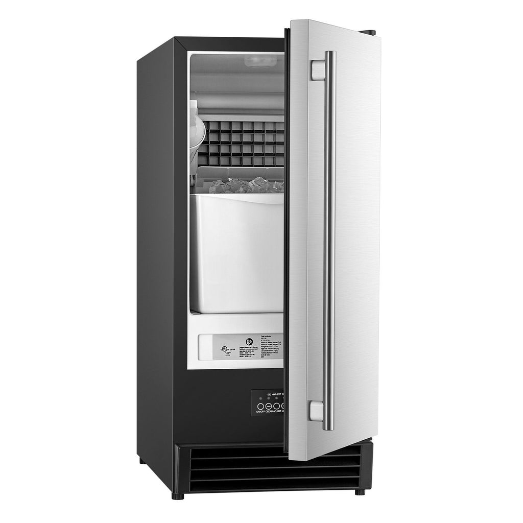 Undercounter Ice Maker with Reversible Door and Drain Pump