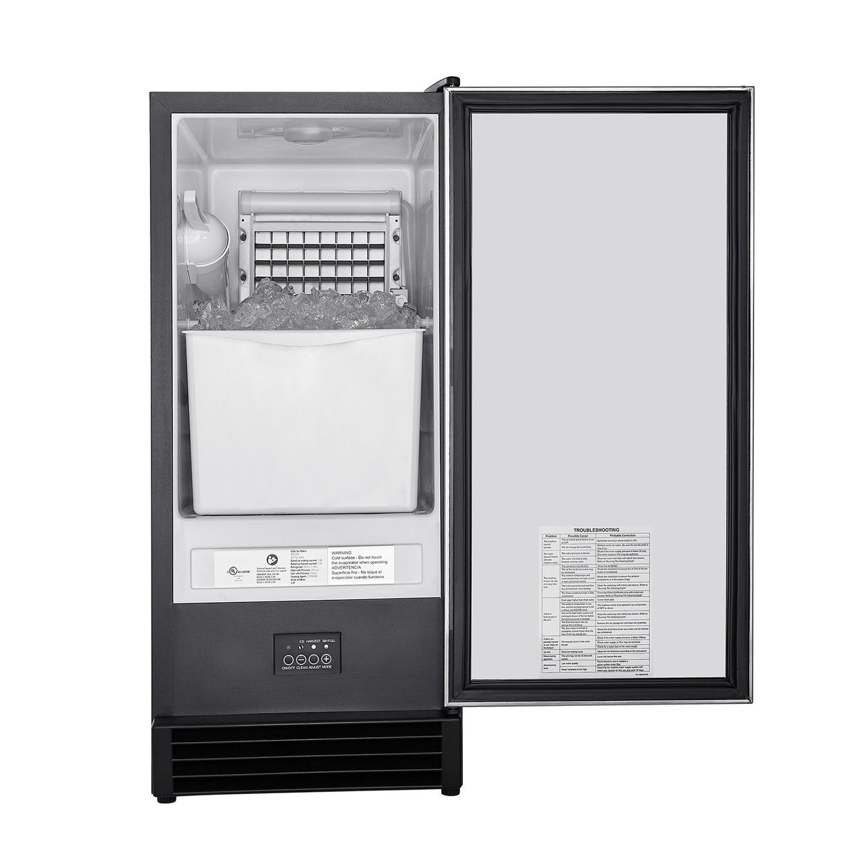 Undercounter Ice Maker with Reversible Door and Drain Pump