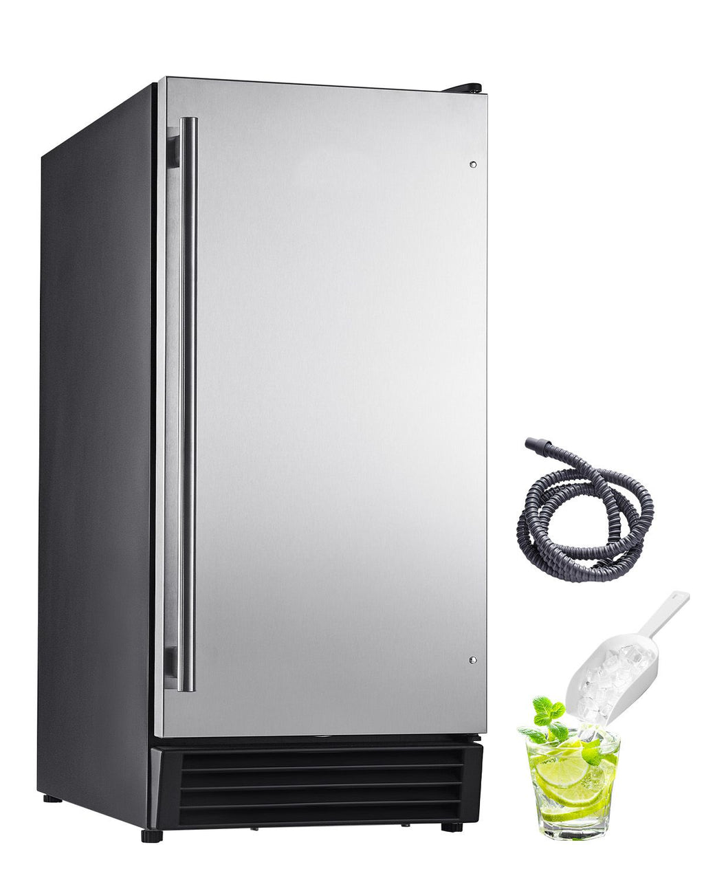Undercounter Ice Maker with Reversible Door and Drain Pump