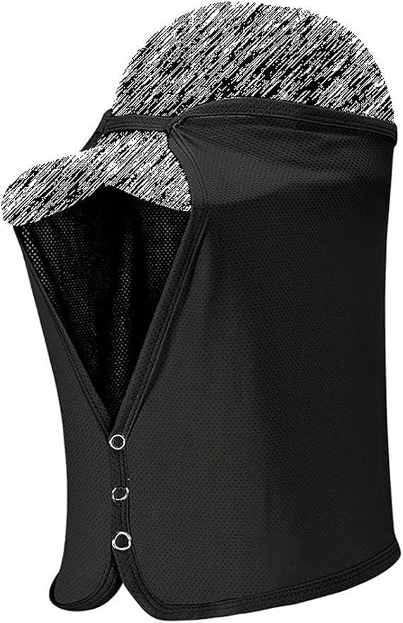 Unisex Sun Protection Neck Shade Mesh Cap with Cooling Face Covering - Black