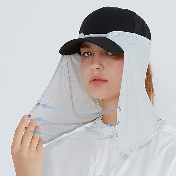 Unisex Sun Protection Neck Shade Mesh Cap with Cooling Face Covering