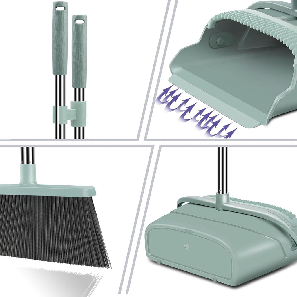 Long-Handle Upright Broom and Dustpan Set
