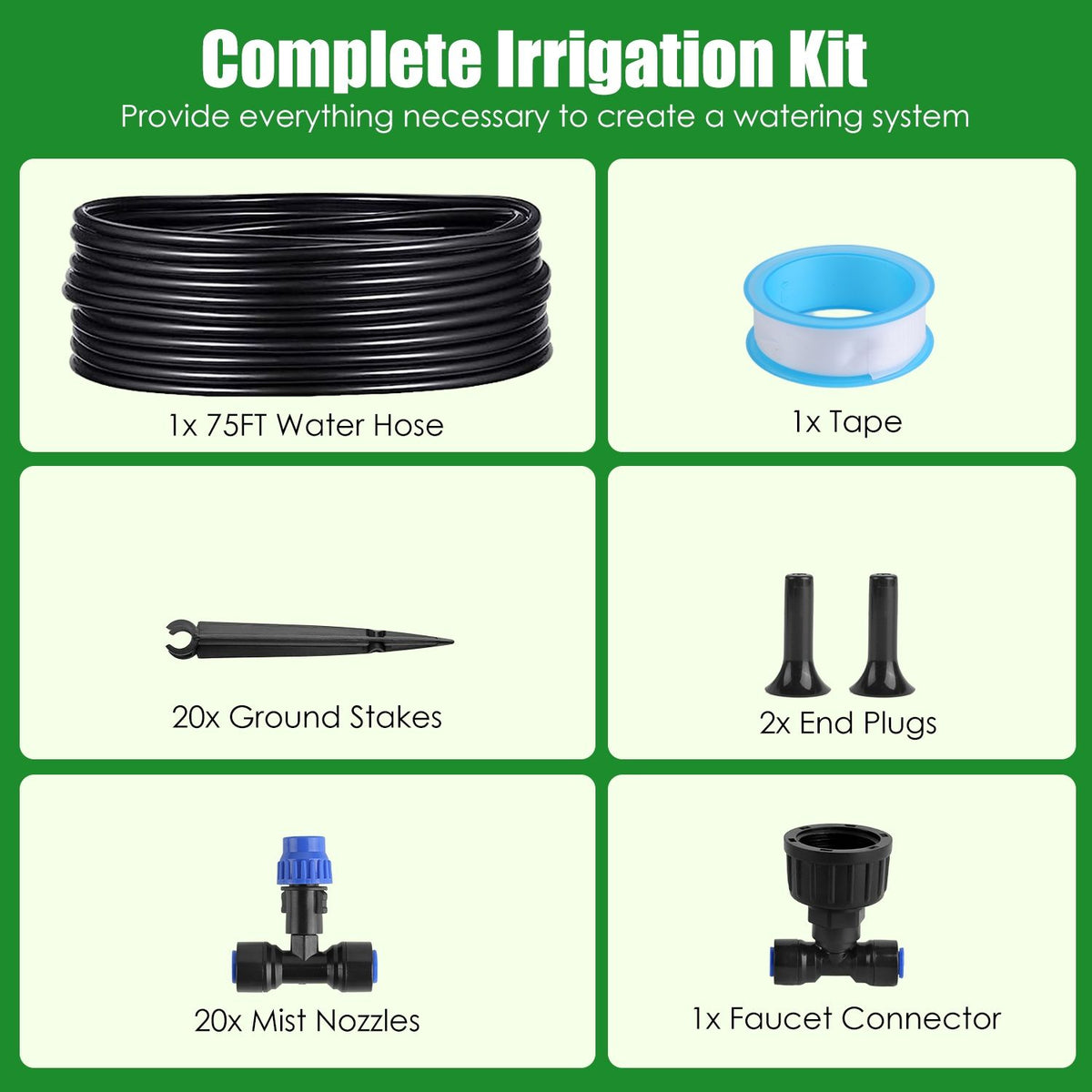 Complete Drip Irrigation System Kit – with Adjustable Nozzles