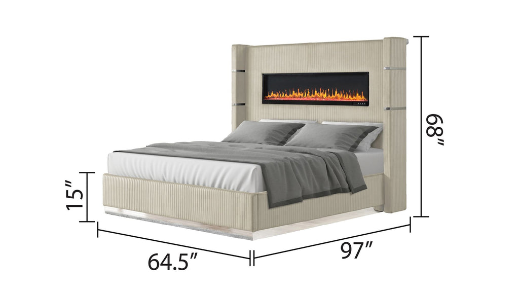 Lizelle Upholstered Queen Bed with Light, Audio and USB Features