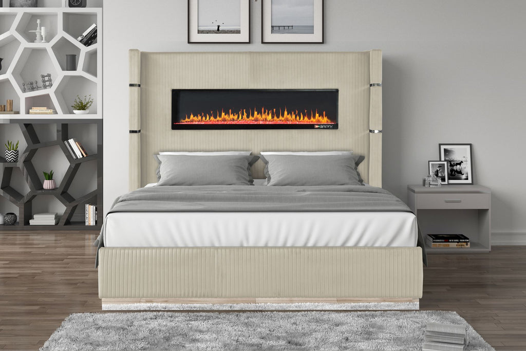 Lizelle Upholstered Queen Bed with Light, Audio and USB Features