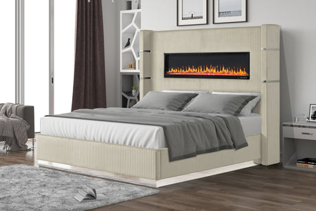 Lizelle Upholstered Queen Bed with Light, Audio and USB Features