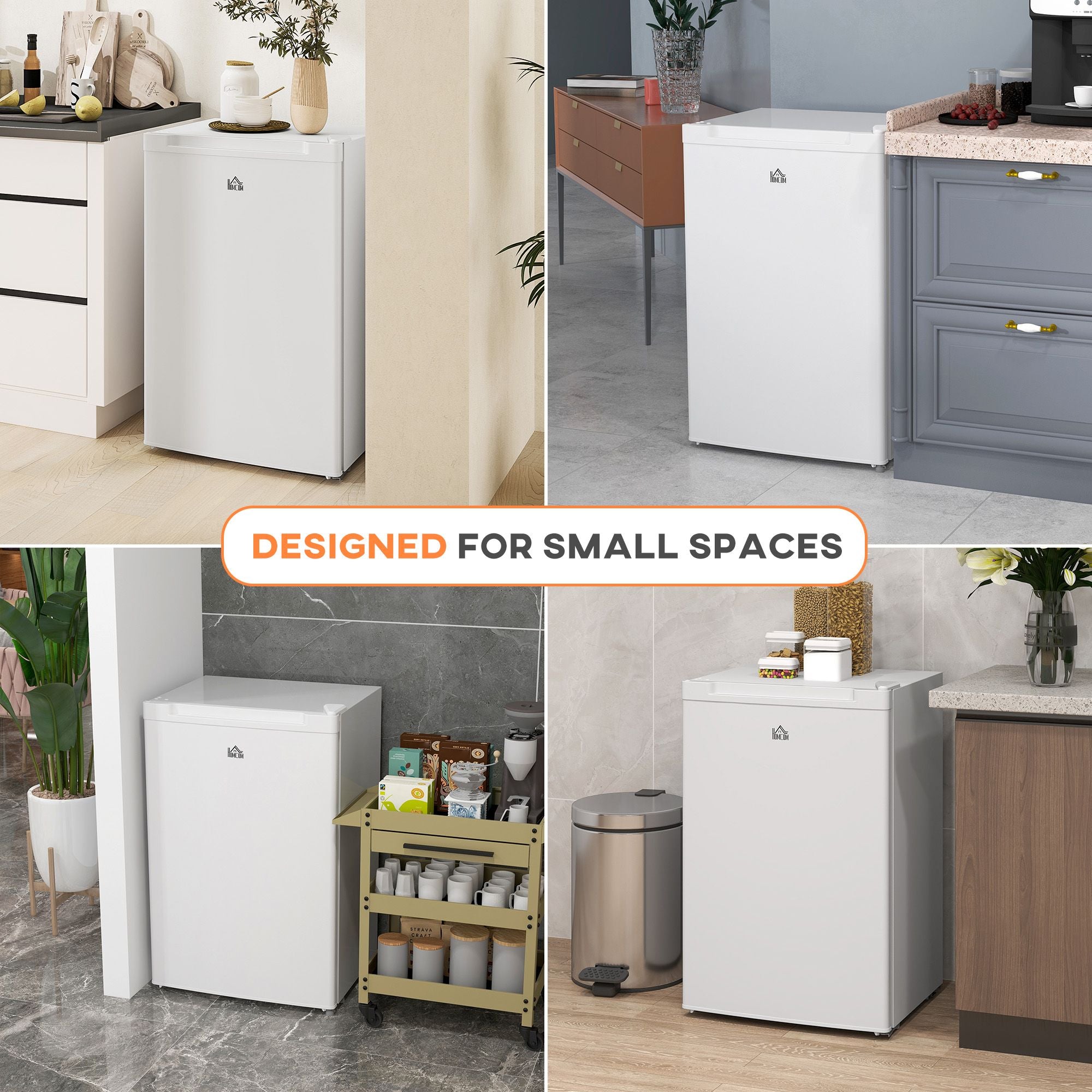 Upright Freezer with Adjustable Thermostat and Reversible Door for Small Spaces