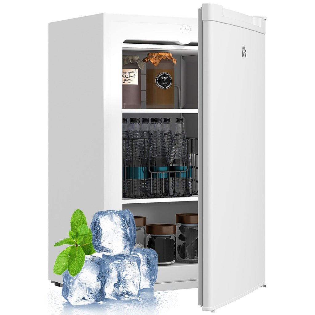 Upright Freezer with Adjustable Thermostat and Reversible Door for Small Spaces