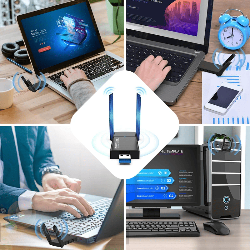 USB 3.0 Wireless WiFi Adapter with 1300Mbps and Dual Band 5GHz