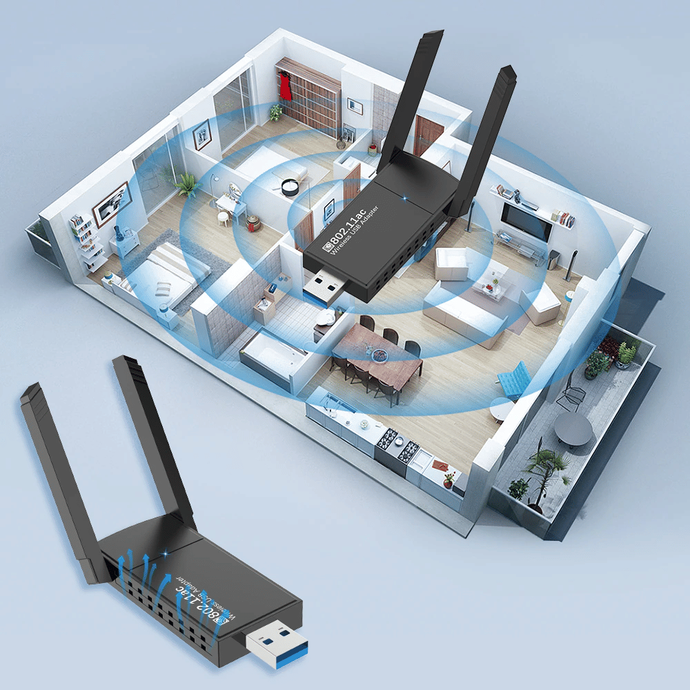 USB 3.0 Wireless WiFi Adapter with 1300Mbps and Dual Band 5GHz