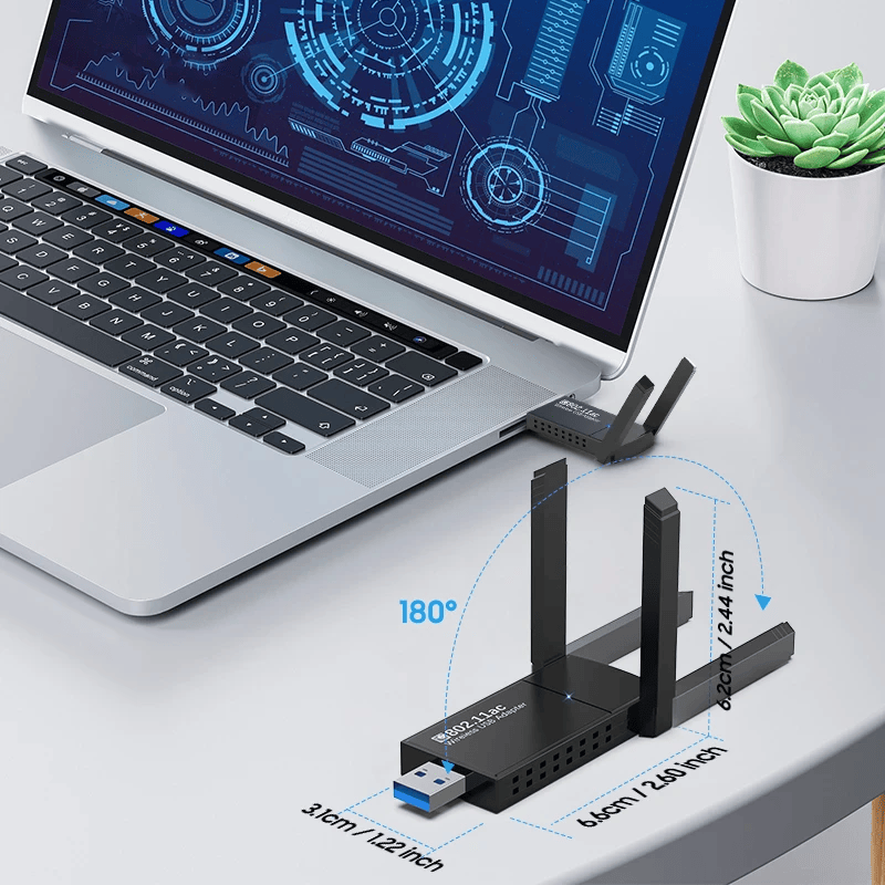 USB 3.0 Wireless WiFi Adapter with 1300Mbps and Dual Band 5GHz