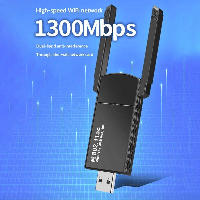 USB 3.0 Wireless WiFi Adapter with 1300Mbps and Dual Band 5GHz