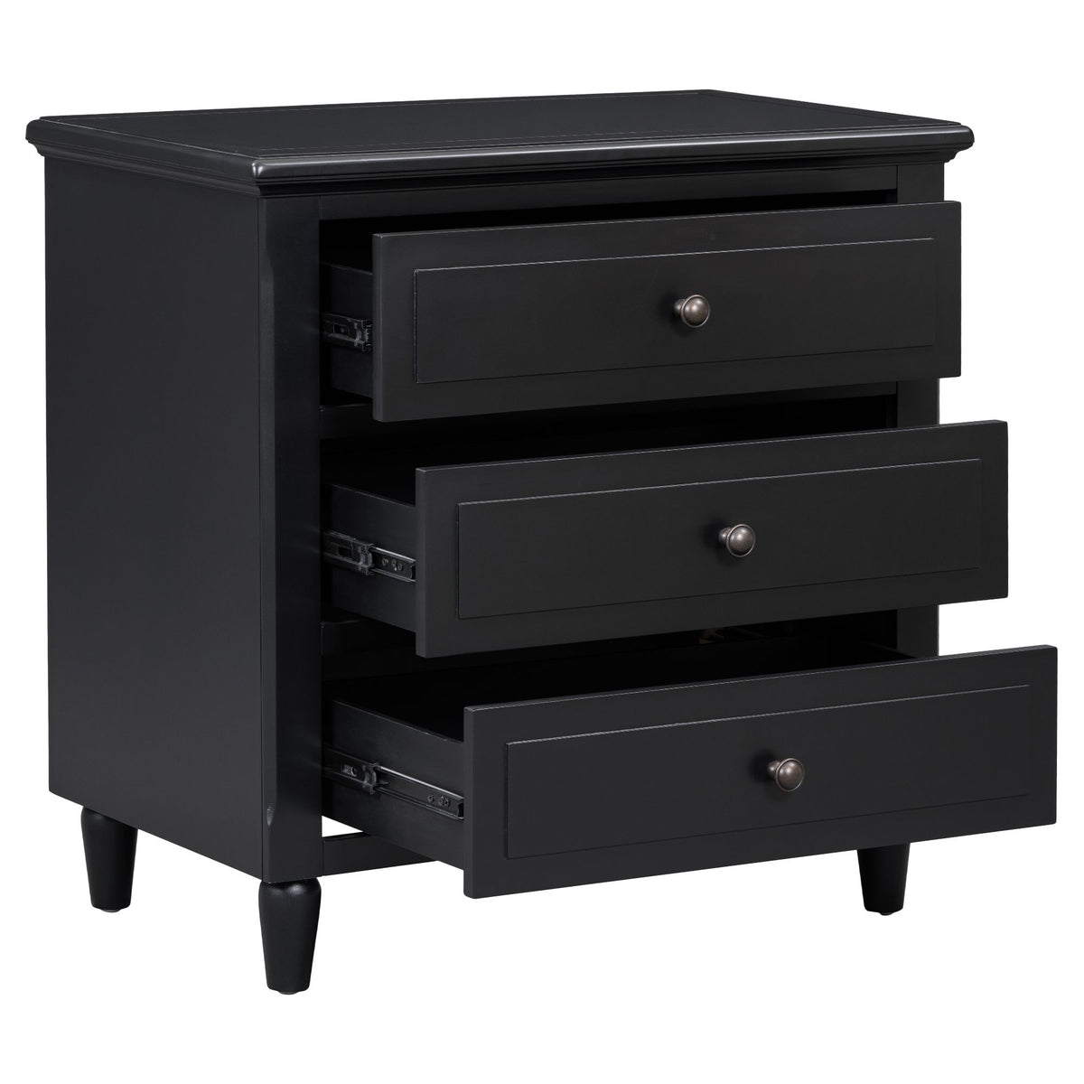 Stylish Nightstand with 3 Drawers and Smooth Gliding Rails