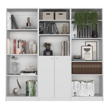 Utah 3-Piece Living Room Set with Three Bookcases in White