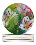 Utah Sego Lilies Watercolor Sandstone Coasters - Absorbent Set of 4