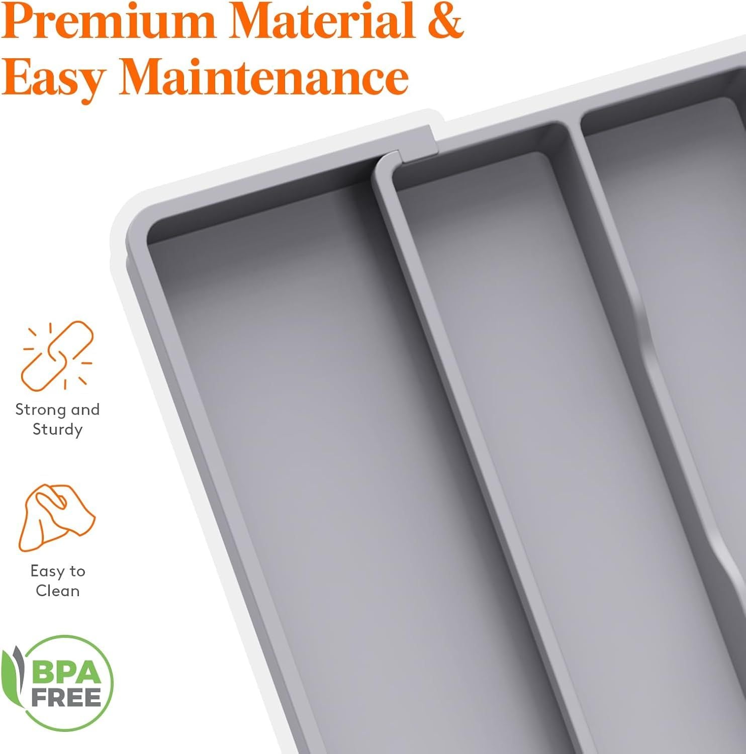 Expandable Utensil Organizer for Kitchen Drawers – Adjustable Cutlery Tray