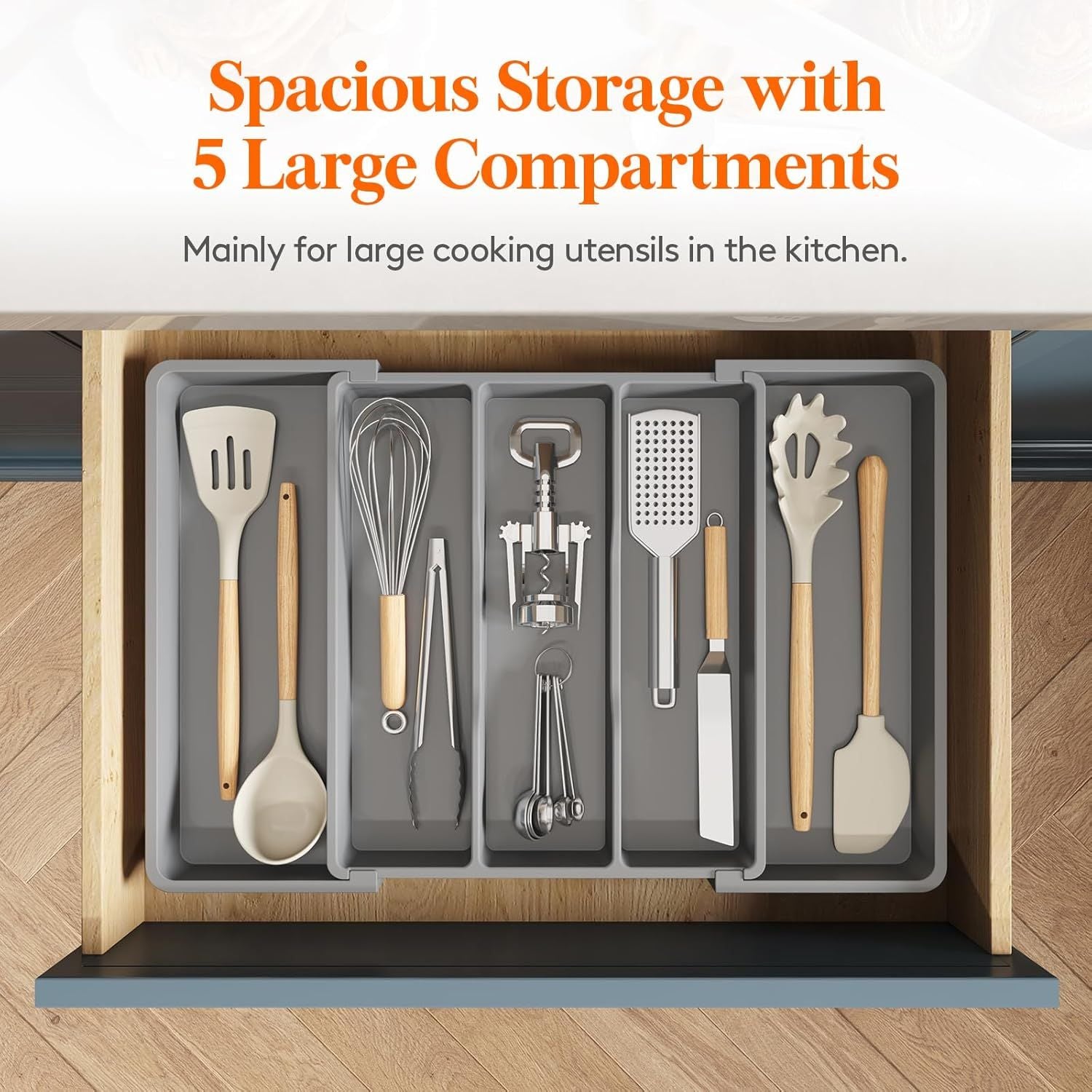 Expandable Utensil Organizer for Kitchen Drawers – Adjustable Cutlery Tray