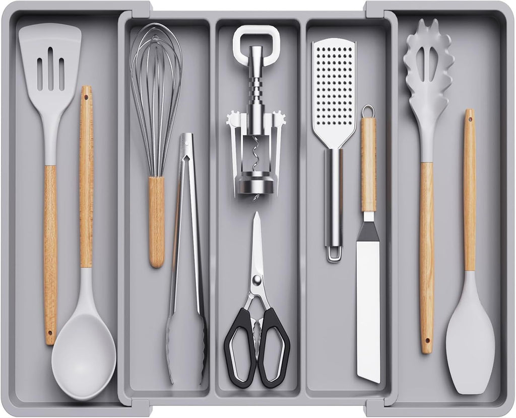 Expandable Utensil Organizer for Kitchen Drawers – Adjustable Cutlery Tray