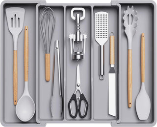 Expandable Utensil Organizer for Kitchen Drawers – Adjustable Cutlery Tray