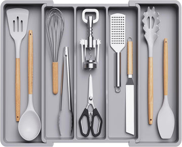 Expandable Utensil Organizer for Kitchen Drawers – Adjustable Cutlery Tray