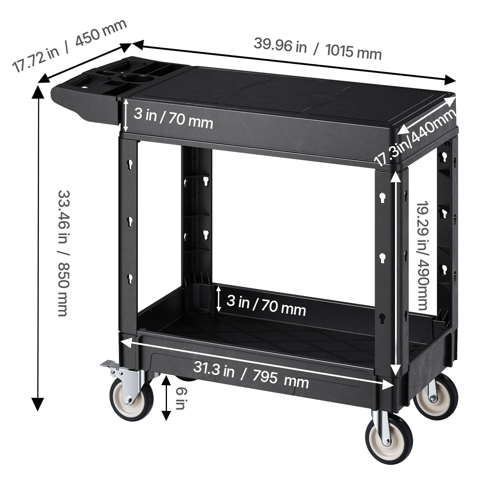Versatile Utility Cart with Smart Storage and Smooth Mobility